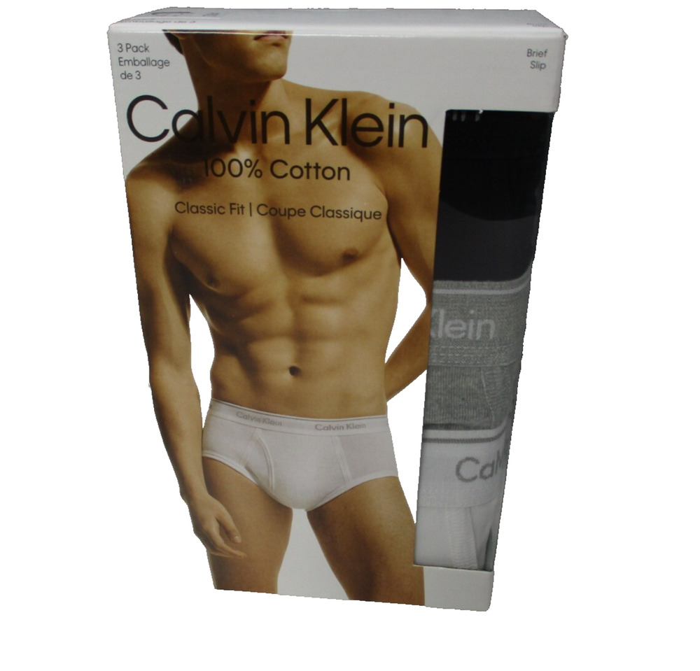 Calvin Klein Cotton Classic Fit 3 Pack Brief Mens Size Extra Large 40-42/3 Color